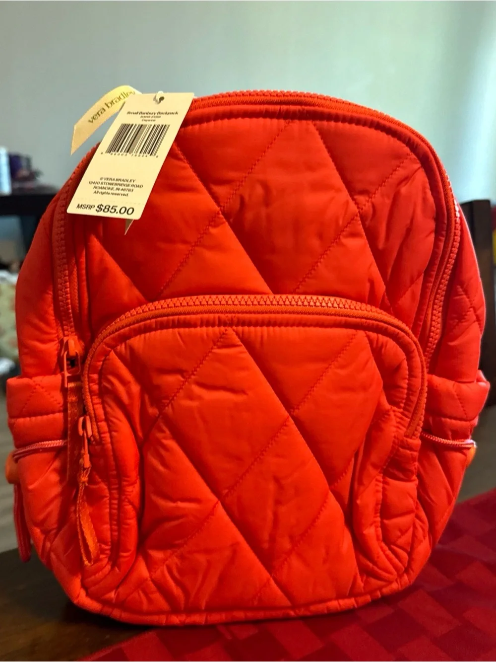 Quilted Small Backpack in cayenne
